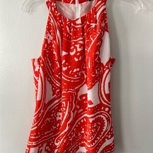 Banana Republic Orange and White Patterned Top